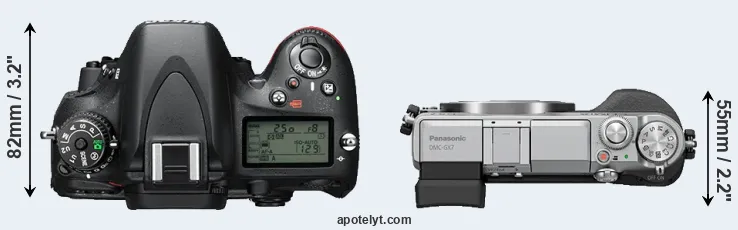 Compare D610 versus GX7 top