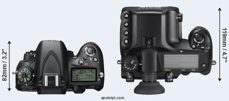 Compare D610 versus 645D top