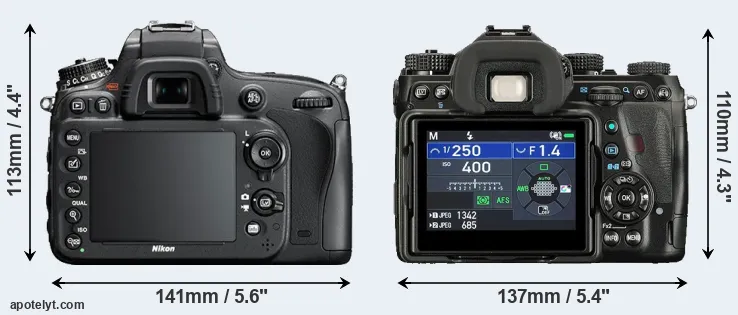 Comparison D610 or K-1 II rear
