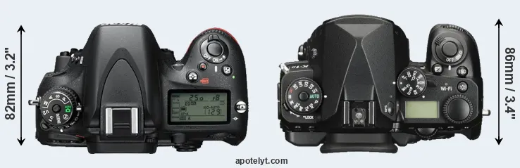 Compare D610 versus K-1 II top