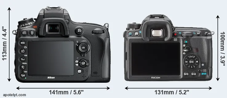 Comparison D610 or K-3 rear