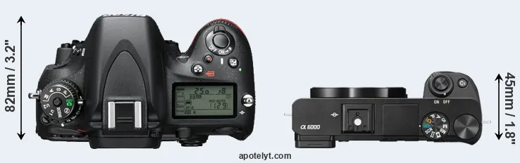 Compare D610 versus A6000 top