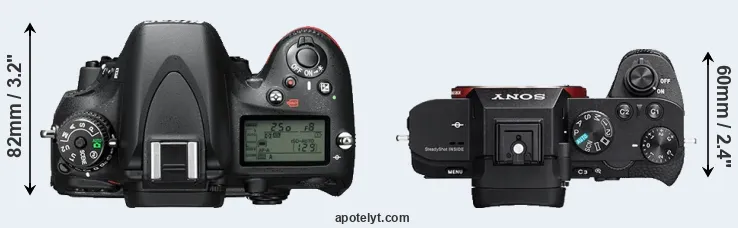 Compare D610 versus A7 II top