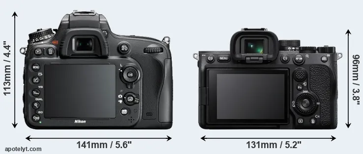 Comparison D610 or A7 IV rear