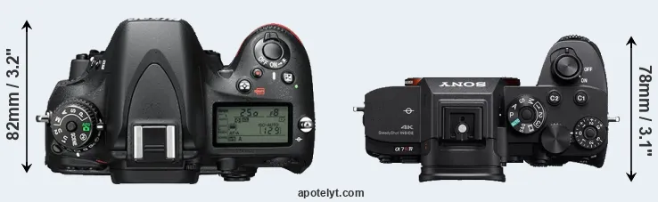 Compare D610 versus A7R IV top