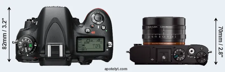 Compare D610 versus RX1 top