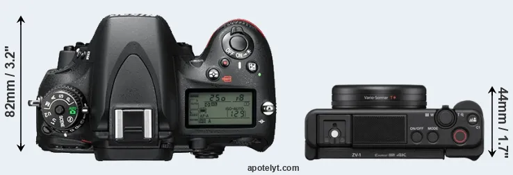 Compare D610 versus ZV-1 top