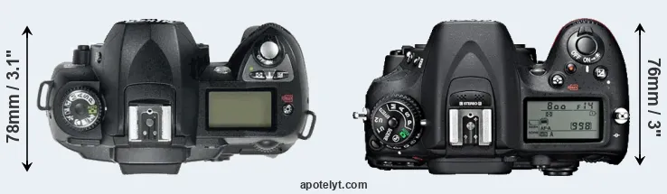 Compare D70 versus D7100 top