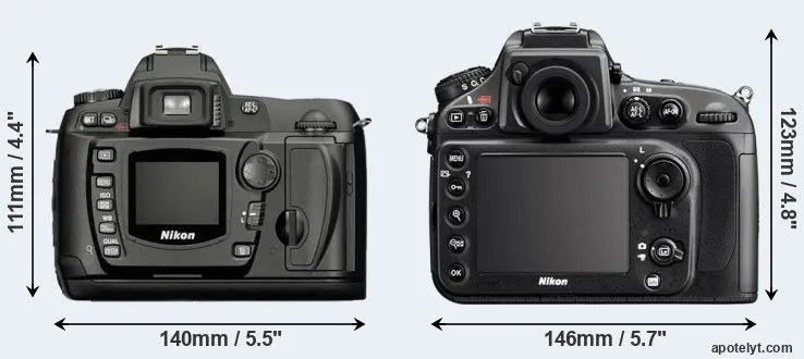 Comparison D70 or D800E rear
