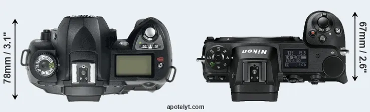 Compare D70 versus Z6 top