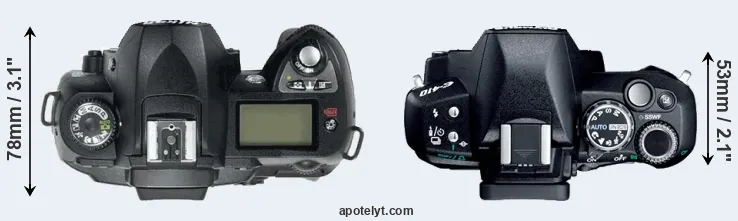 Compare D70 versus E-410 top