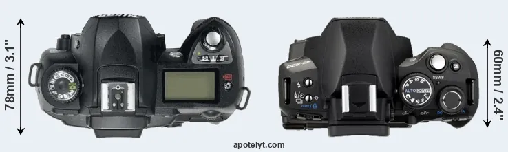 Compare D70 versus E-620 top