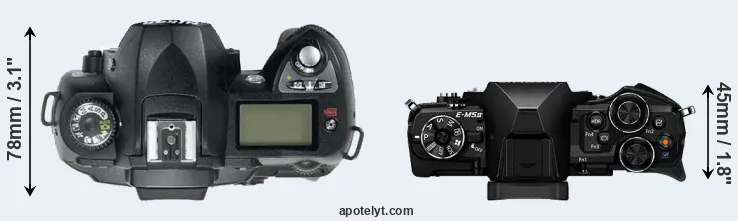 Compare D70 versus E-M5 II top