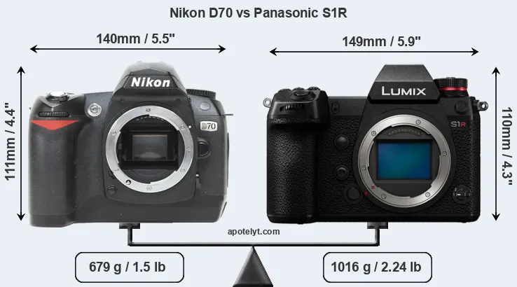 Size Nikon D70 vs Panasonic S1R