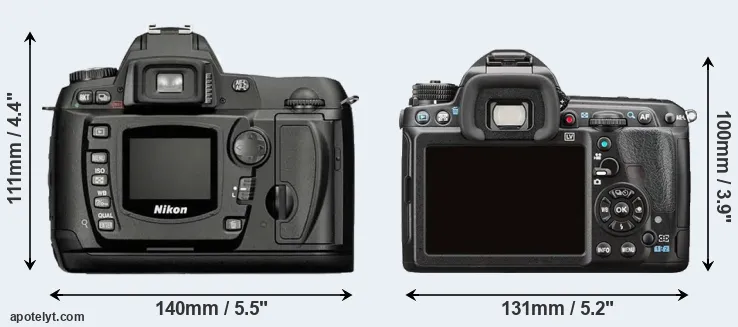 Comparison D70 or K-3 II rear