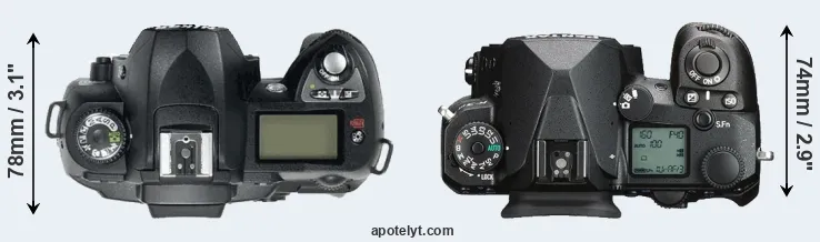 Compare D70 versus K-3 III top