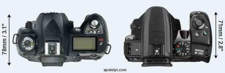 Compare D70 versus K-30 top
