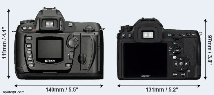 Comparison D70 or K-5 rear