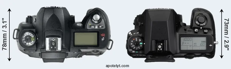 Compare D70 versus K-5 top