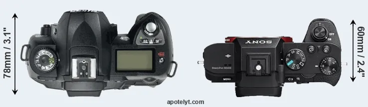 Compare D70 versus A7R II top