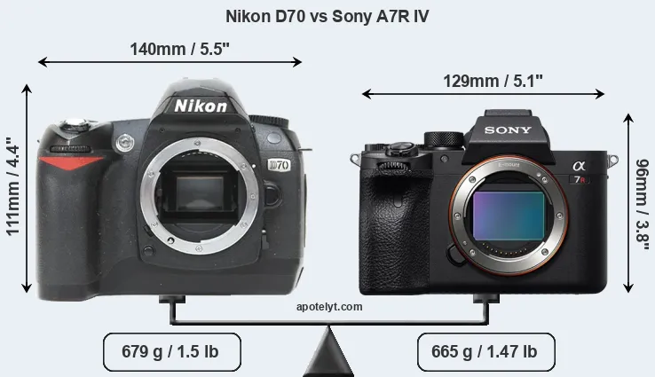 Size Nikon D70 vs Sony A7R IV