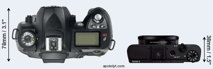 Compare D70 versus RX100 II top