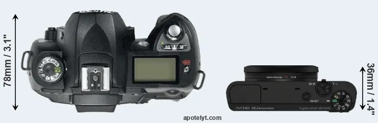 Compare D70 versus RX100 top