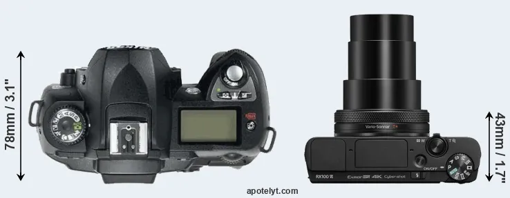 Compare D70 versus RX100 VI top