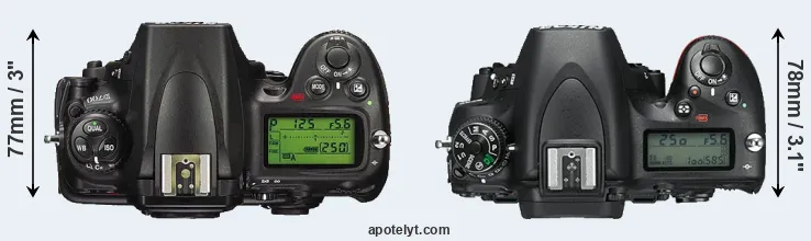 Compare D700 versus D750 top