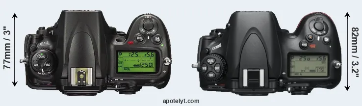 Compare D700 versus D800 top