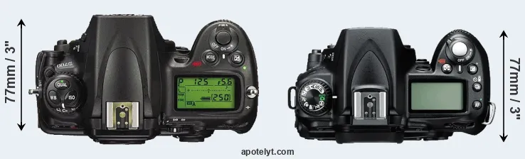 Compare D700 versus D90 top