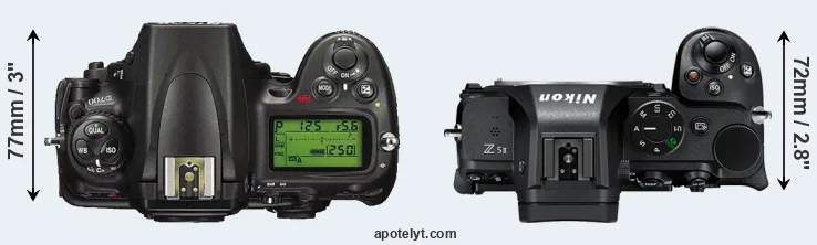 Compare D700 versus Z5 II top