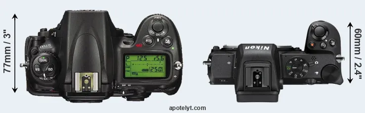 Compare D700 versus Z50 top