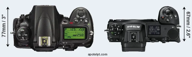 Compare D700 versus Z6 top