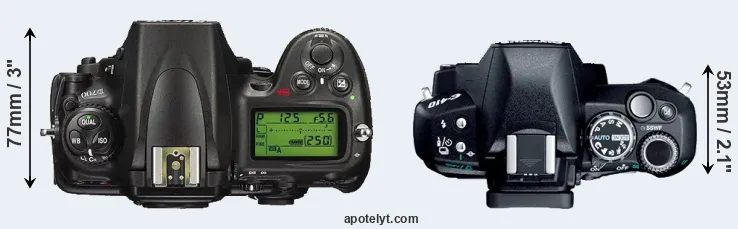 Compare D700 versus E-410 top