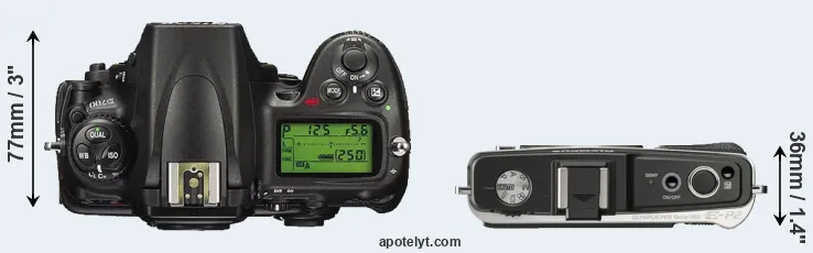Compare D700 versus E-P2 top