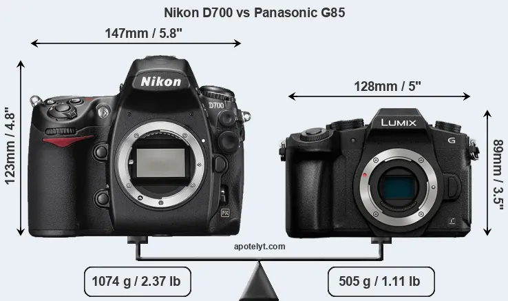 Size Nikon D700 vs Panasonic G85