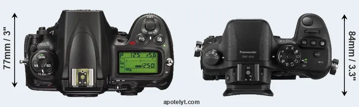 Compare D700 versus GH4 top