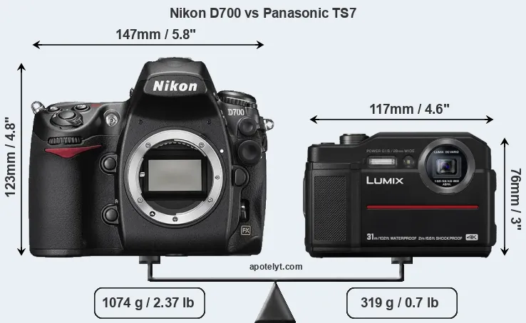 Size Nikon D700 vs Panasonic TS7