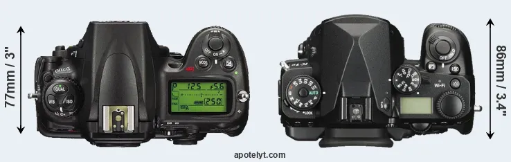 Compare D700 versus K-1 II top