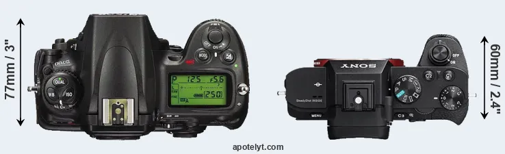 Compare D700 versus A7 II top
