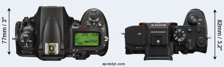Compare D700 versus A7R V top