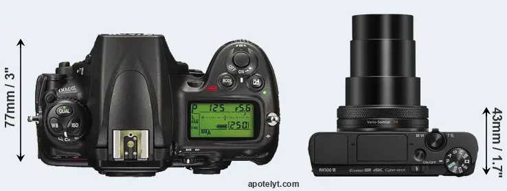 Compare D700 versus RX100 VI top