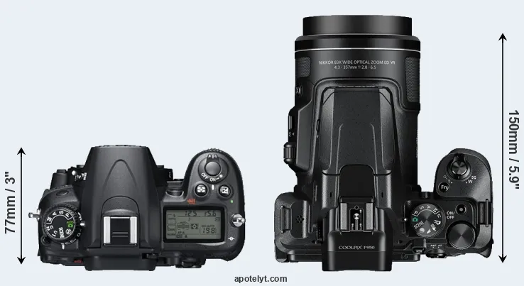 Compare D7000 versus P950 top
