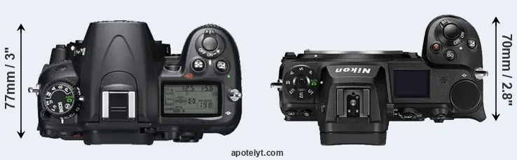 Compare D7000 versus Z6 II top