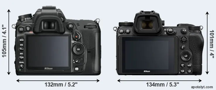 Comparison D7000 or Z7 II rear