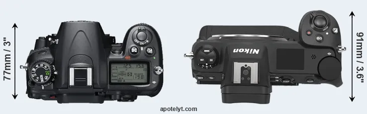 Compare D7000 versus Z9 top