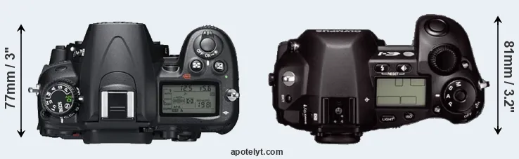 Compare D7000 versus E-1 top