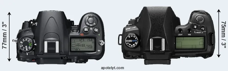 Compare D7000 versus E-30 top
