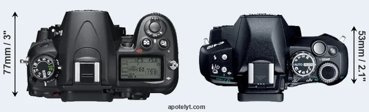 Compare D7000 versus E-410 top